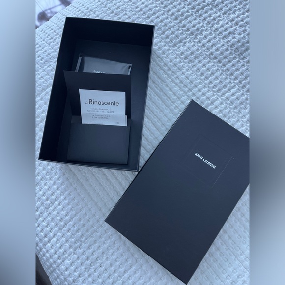 Saint Laurent Monogram Small Envelope Wallet on Chain/ Clutch - Black w Silver - Picture 8 of 9